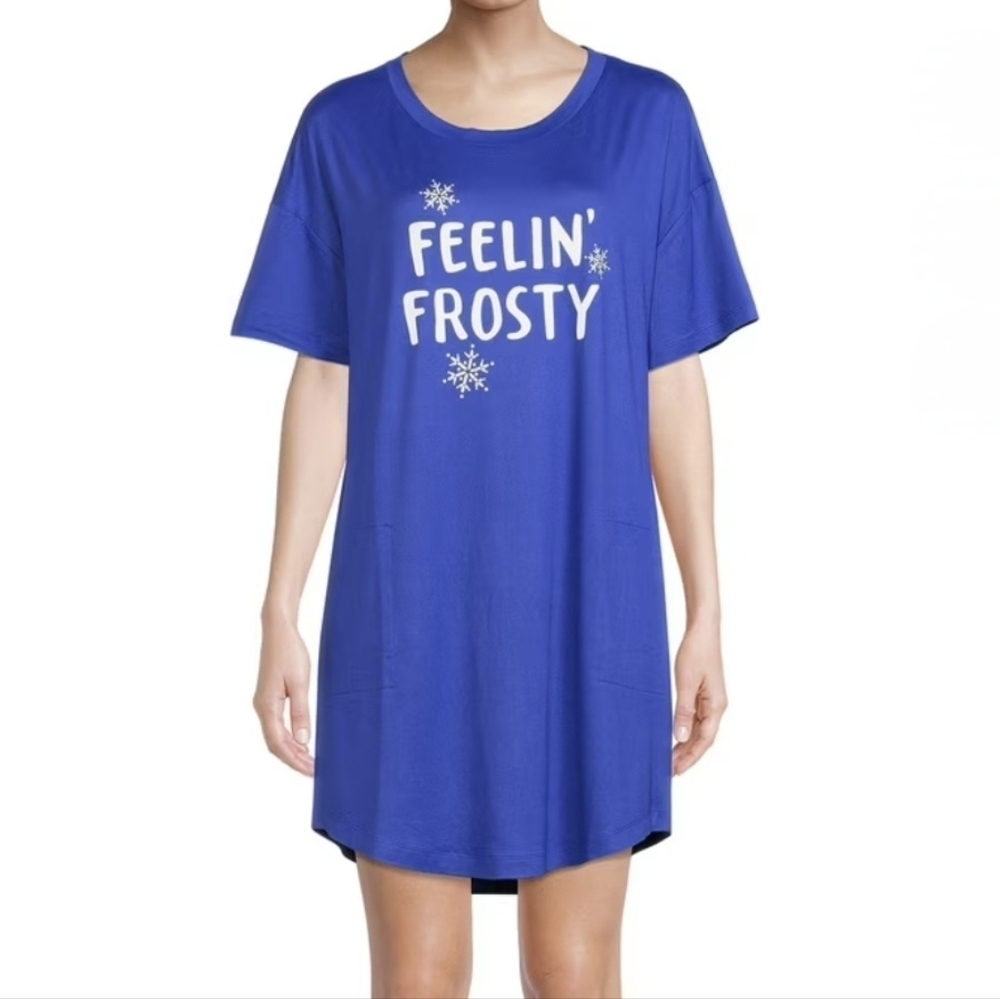 Secret Treasures Feelin' Frosty Sleep Shirt Blue 2X - 3X